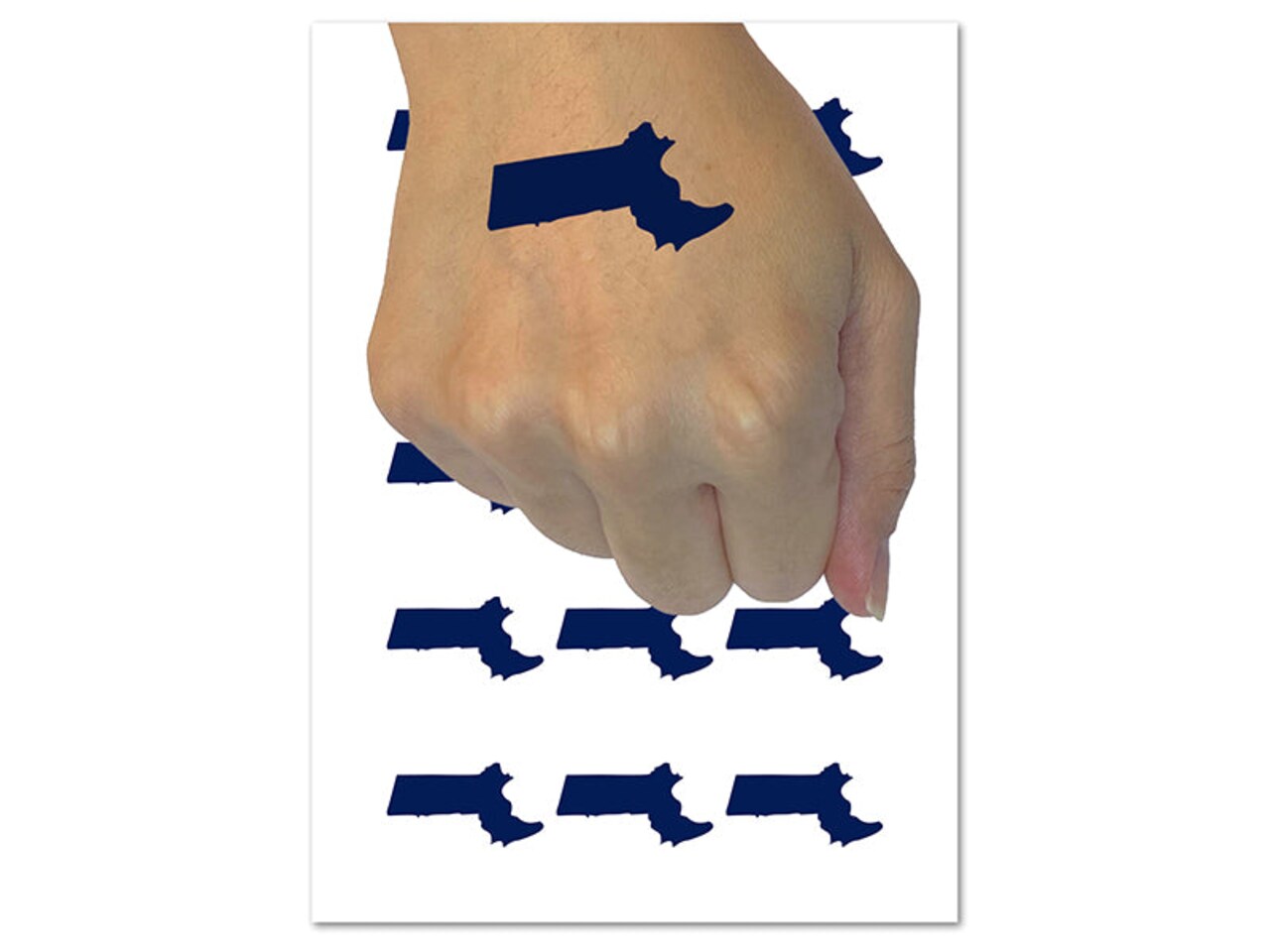 Massachusetts State Silhouette Temporary Tattoo Water Resistant Fake Body Art Set Collection (1 Sheet)